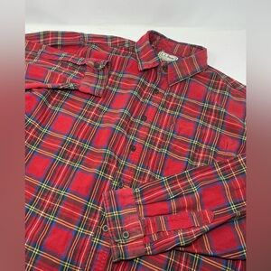 LL Bean Men’s Red Plaid Flannel Long Sleeve Button Down See Measurements V0